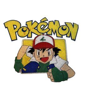 Vintage Pokemon Ash Ketchum Iron On Transfer Large Patch READ Wear
